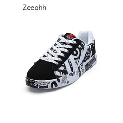 Zeeohh/2019 г.; летние кроссовки унисекс; белая Повседневная обувь; модная женская обувь на плоской подошве с принтом для влюбленных;