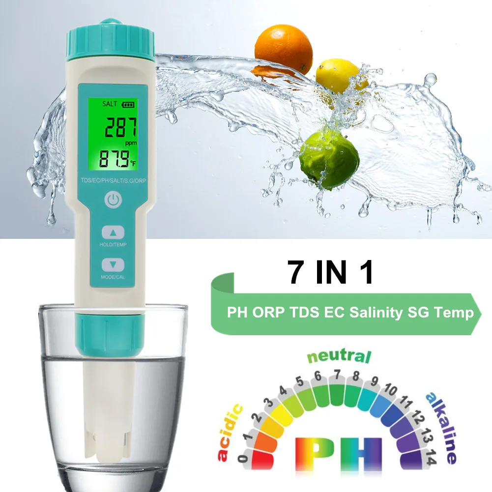 PH Meter EC TDS Tester Digital ORP Salinity Temperature Aquarium Water