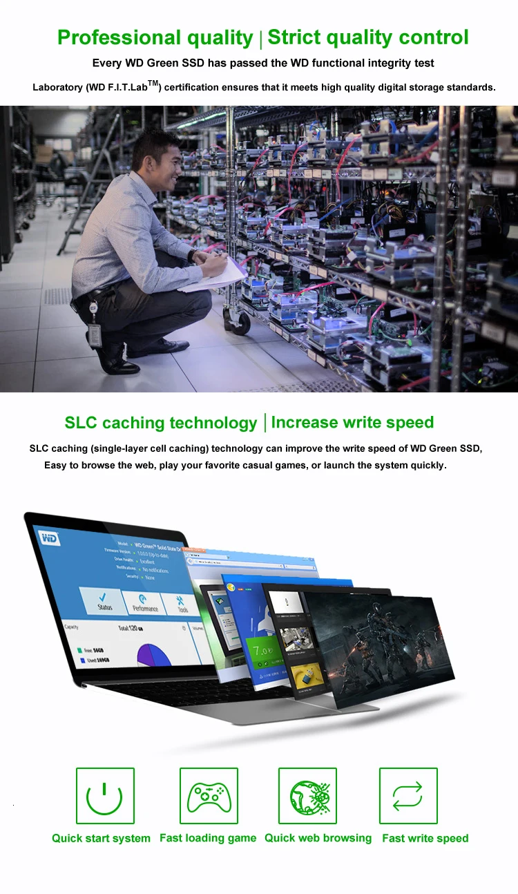Жесткий диск Western Digital WD Green SSD 120 ГБ 240 480 Внутренний твердотельный жесткий диск SSD M.2 2280 545 МБ/с. для ноутбука/ПК