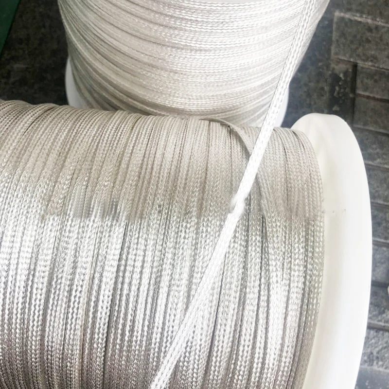 Criptografado Prata Chapeado Cabo Manga Trançada 4-8mm Snakeskin Malha Fio Preservativo Proteção Luva 10 m Mod. 243364