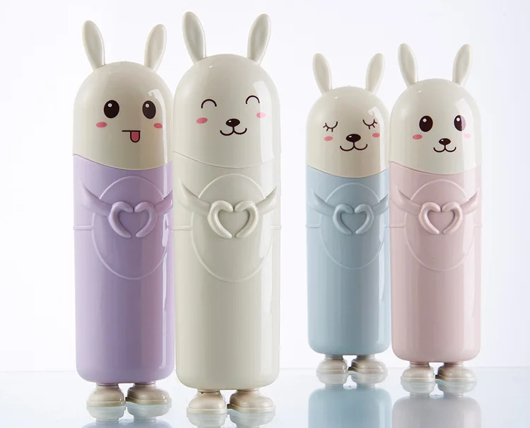 2 Pcs Portable Tooth Brush Container Toothbrush Storage Cute Rabbit Protect Organizer Travel Box Toothbrush Holder Eco-Friendly
