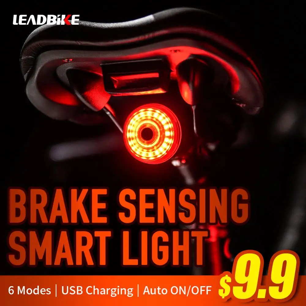 

Leadbike Bicycle Rear Light Smart Auto Brake Sensing Tail Light LED Charging Waterproof IPX6 Cycling Taillight