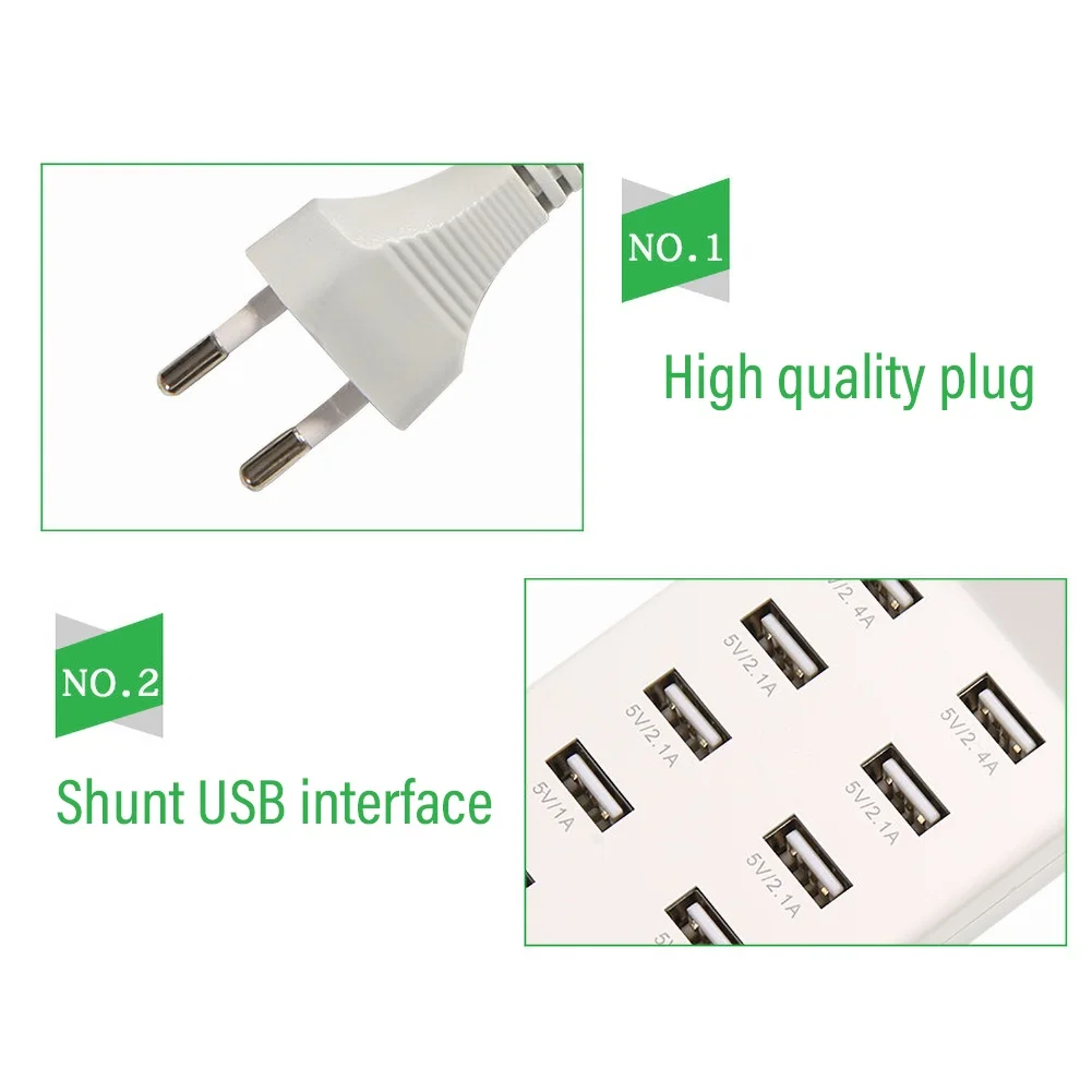 Батарея Зарядное устройство usb-хаб Портативный USB 3,0 высокоскоростной разветвитель 10 Порты 5V 2A стеновое AC Зарядное устройство Мощность адаптер док-станция для зарядки концентратор