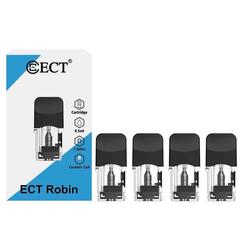 

4pcs/pack ECT Robin Pod Cartridge For Juul For Electronic Cigarette Kit Vape 0.5ml Capacity 1.3/1.4ohm