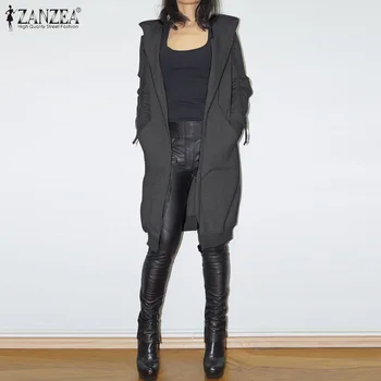 

ZANZEA Women Hoodies Sweatshirt Casual Solid Long Sleeve Hooded Female Solid Pockets Zipper Up Sudaderas Femininas Plus Size 5XL