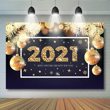 

2021 New Year Party Backdrop Christmas Ball Decoration Photography Background Birthday Happy Adlut Child Photophone