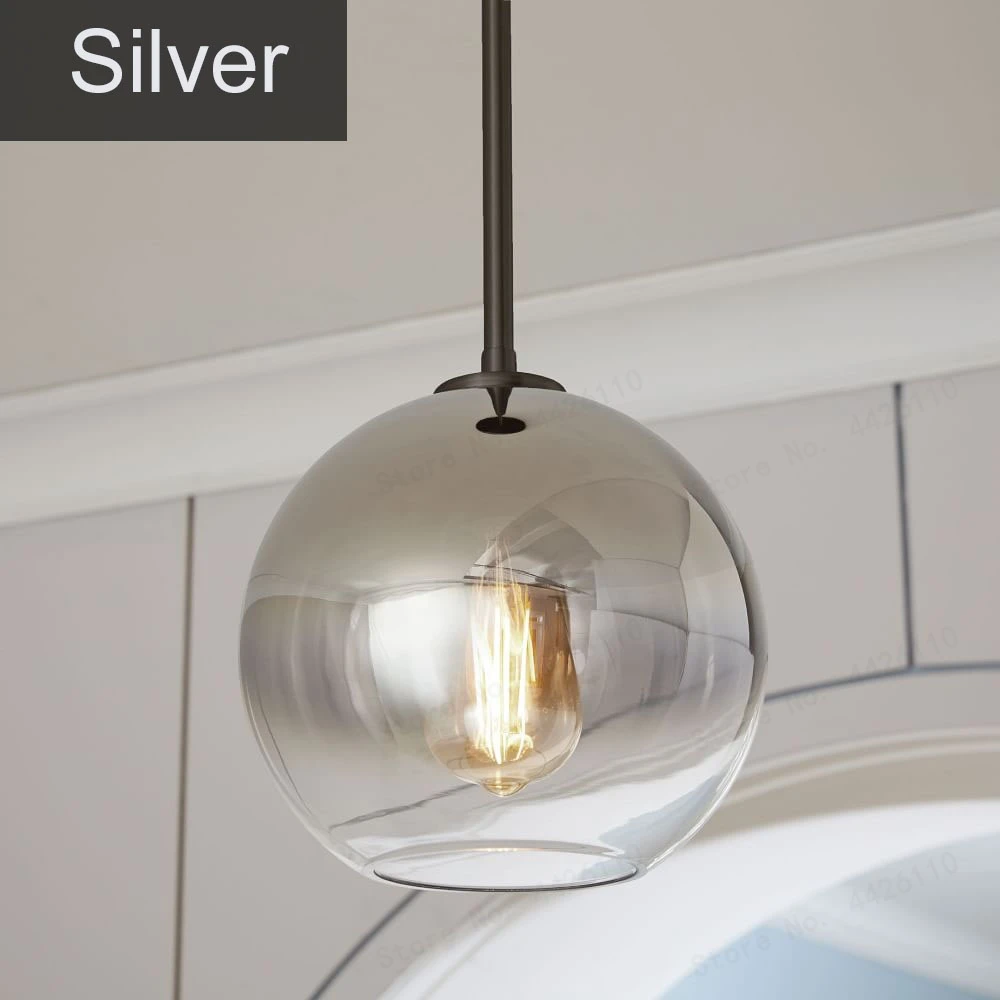 Silver BLUBBLE современный подвесной светло-серебристый золотой градиентный подвесной стеклянный шар лампа, подвесной светильник кухонный светильник закрепленный обеденный гостиная - Цвет корпуса: Silver