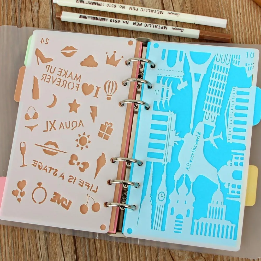 DIY Craft Cutting Dies Stencil Plastic Planner DIY Drawing Template for A6 Loose Diary Notebook Scrapbook