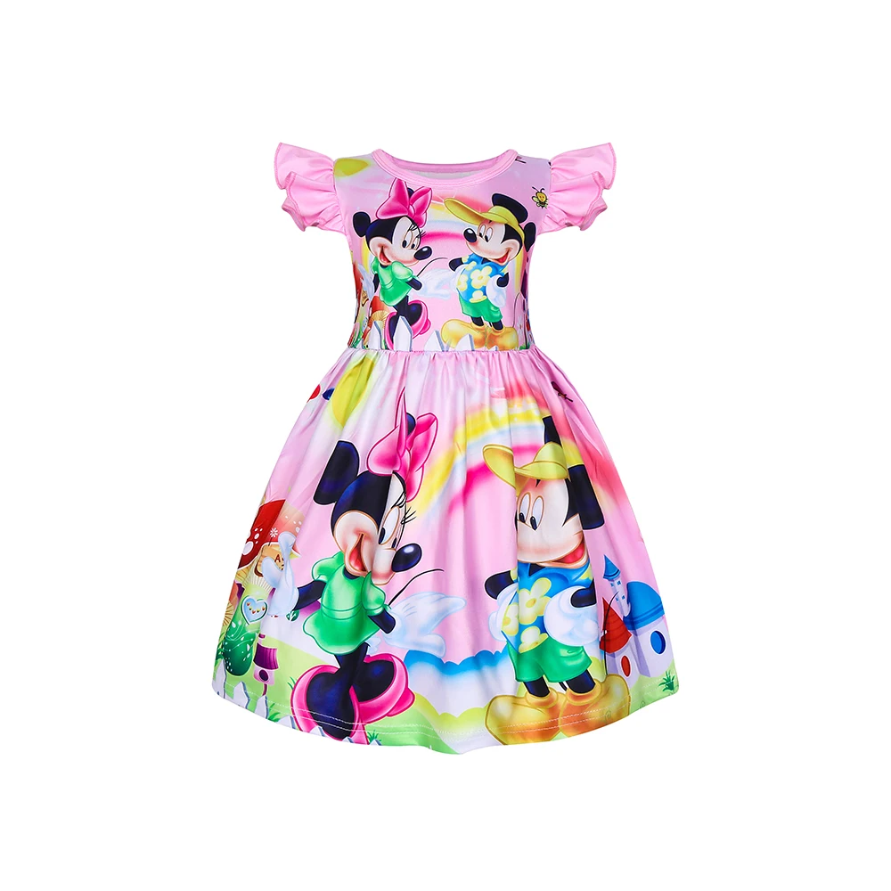 Платье для маленьких девочек от 3 до 9 лет классический костюм с принтом Микки и Минни брендовая одежда для девочек платье принцессы для маленьких девочек, 6707
