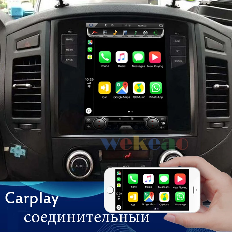 Wekeao вертикальный экран Tesla стиль 10,4 ''Android 8,1 Автомобильный мультимедийный Dvd навигатор радио Automotivo для Mitsubishi Pajero 2007
