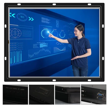 

12 Inch Monitor USB VGA HDMI DVI AV TV Open Frame Not Touch Screen Industrial Display Black Square Screen