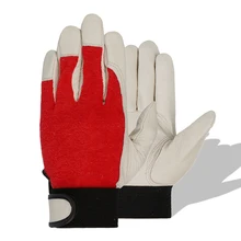 QIANGLEAF брендовые рабочие перчатки защитный верхний слой из воловьей кожи камуфляжная ткань тактика красные защитные перчатки износостойкие Нескользящие 508R