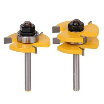 

2pcs 1/4\" Shank Diameter 3 Teeth Ball T-Shaped Blade Mortar /Panel/Floor Blade For Handmade Drawers Or Other Woodwork