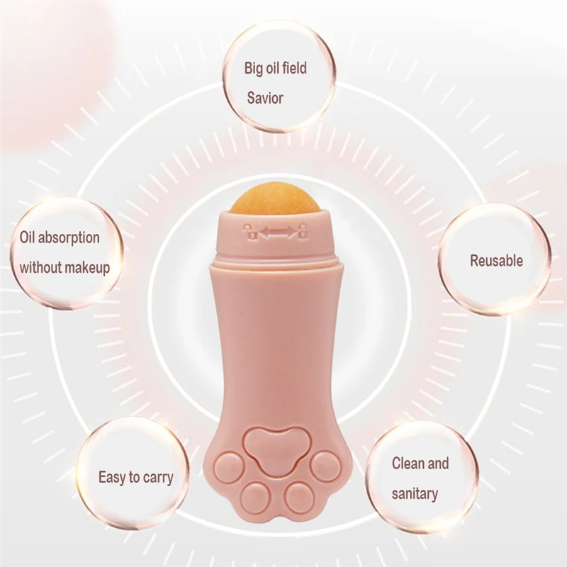 Cat Paw Face Oil Absorbing Roller  Volcanic Stone Blemish Remover Facial Shiny Changing Pores Oil Removal Massage Artifact Tools