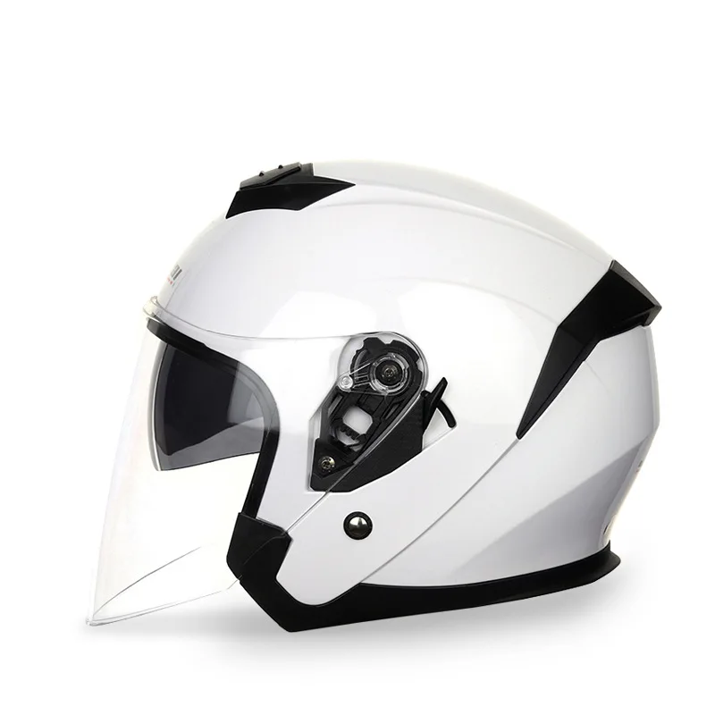 Hot electric motorcycle helmet men and women four seasons double lens half helmet covered light winter 'helmet
