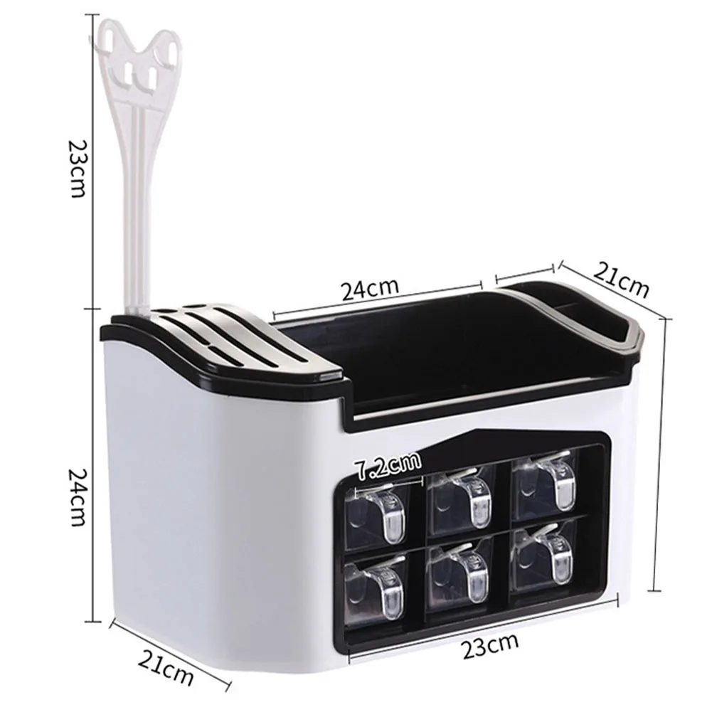 Cutlery Holder Sauce Detachable Multifunction Hook With Spice Box Kitchen ABS Standing Seasoning Rack Household Organizer