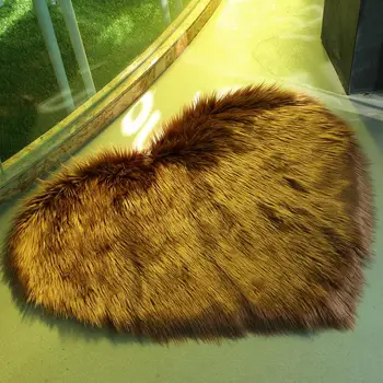 

Luxurious Carpet Floor 90X70cm Bedroom Heart-Shaped Anti-Skid Mat Wool Carpet Warm Fluffy Rugs Living Room Sofa Decoration