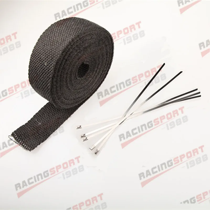 15M / 7.5M Car Motorcycle Exhaust Wrap Pipe Header Heat Wrap Turbo Mainfold Heat Exhaust Thermal Tape Stainless Steel Ties exhaust heat wrap