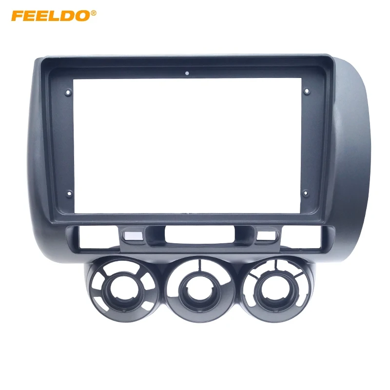 

FEELDO Car 2Din Dash Fascia Frame Kit For Honda Fit City Jazz 2006 (RHD) 9" DVD Panel Frame Bezel Installation Trim Kit #HQ6293