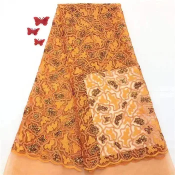

2019 Latest African French Lace Fabric High Quality Tulle Net Lace Fabric 5 Yard Embroidery Nigerian Lace Fabric For Women dress