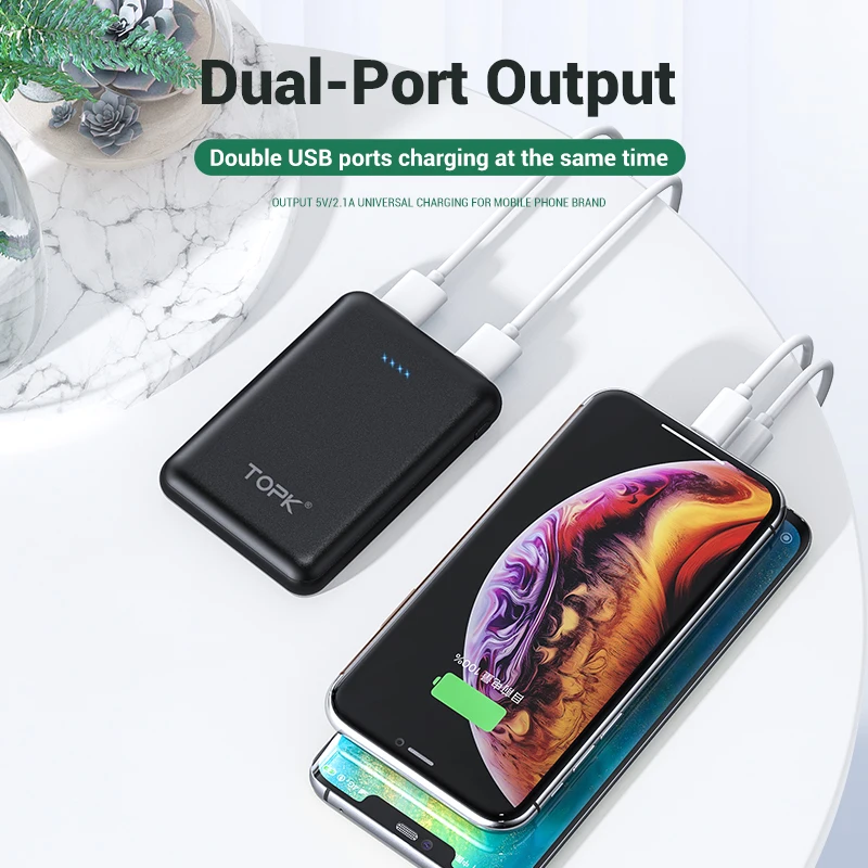 TOPK mi ni power Bank 5000 мАч портативное зарядное устройство power bank для iPhone Xiaomi mi 9 huawei samsung Внешний аккумулятор повербанк