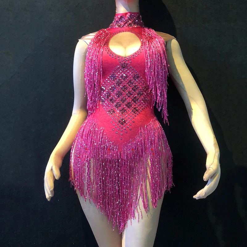 Новинка Beyonce женский комбинезон для ночного клуба спандекс эластичное Серебряное платье с бахромой ГОГО танцевальный костюм для выступлений женский BL2125