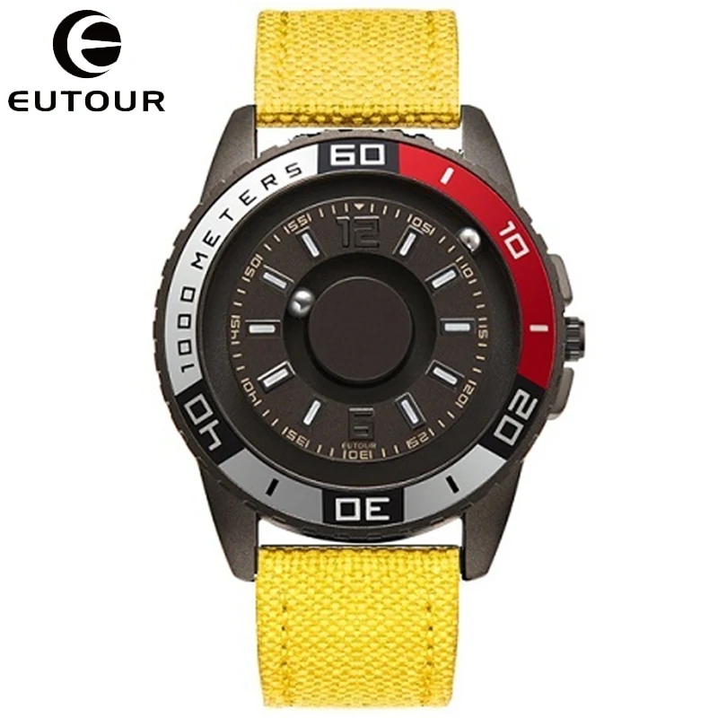 Eutour Fashion Watch Men Watches Magnetic Magnet Dial Turntable Beads Metal Ball Male Watches Creative Man Reloj TODO Saat Clock