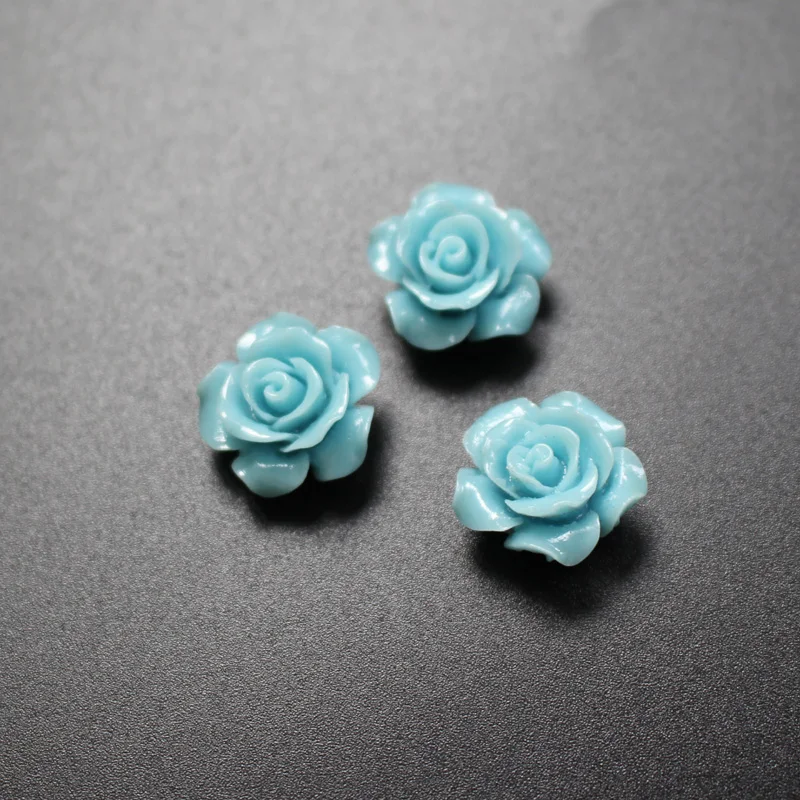 Sky blue 10 шт. 12 мм 15 мм коралловые бусины Camelia коралловые Цветочные бусины кабошон многоцветные для изготовления ювелирных изделий - Цвет: Sky blue