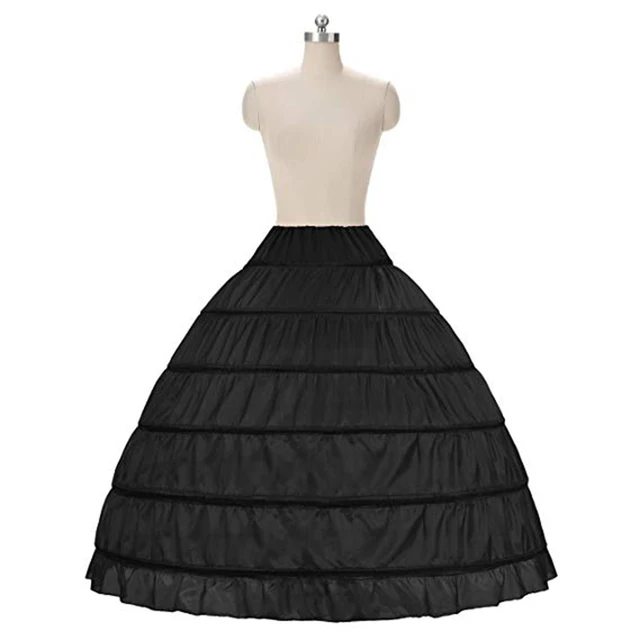 4 Hoops 5 Layers Ball Gown Petticoats Black Petticoat Crinoline Underskirt Big Ruffle Wedding Accessories Tulle Underskirts 6 Hoops Black