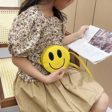 Cute Smile Baby Girls Round Coin Purse Handbags Boys Kids PU Mini Wallet Pouch Lovely Children's Small Shoulder Crossbody Bags