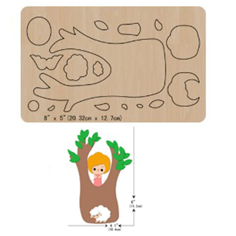 

Girl in Tree Wood Cutting Die daughter gift 2021 New Wooden Die Mould For Cut Leather Cloth Fit Common Die Cutting Machines