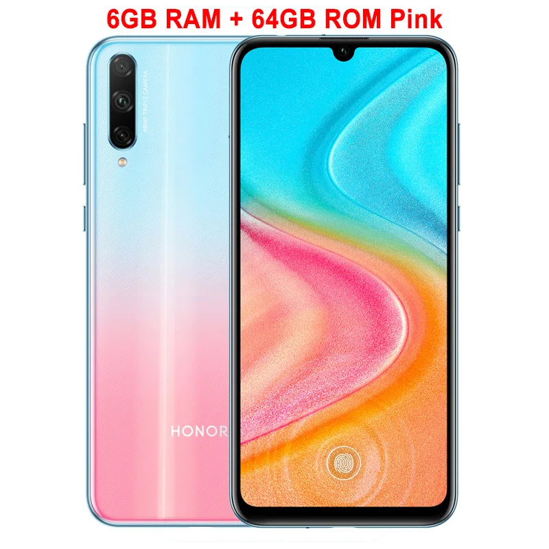 Мобильный телефон Honor 20 Lite, 6,3 дюймов, 4 Гб+ 64 ГБ, Восьмиядерный процессор Kirin 710F, Android 9,0, МП, смартфон с отпечатком пальца - Color: PINK 6GB 64GB