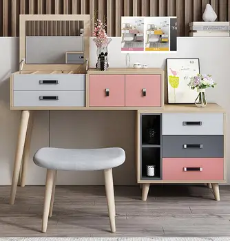 

Dresser storage cabinet desk integrated female bedroom flip dressing table multifunctional