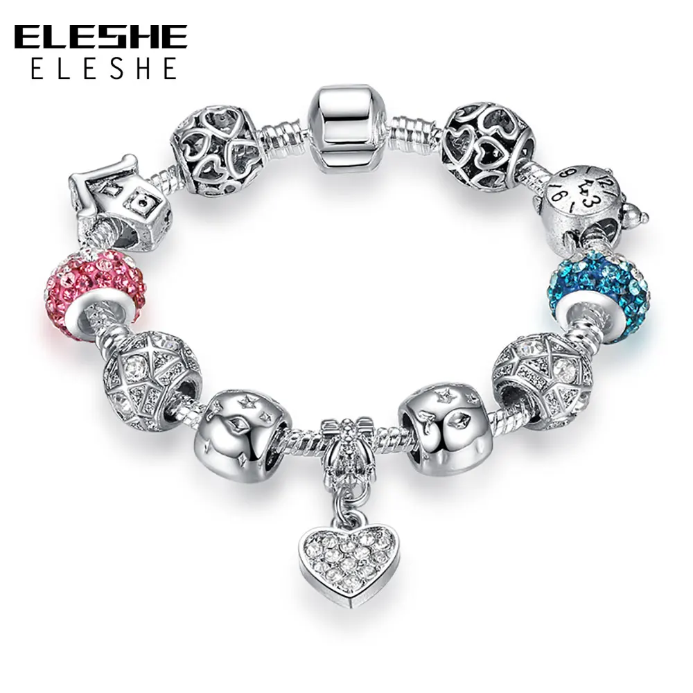 ELESHE Прямая поставка 925 AAA циркон серебряный браслет для женщин подходит браслет DIY аксессуары для изготовления ювелирных изделий