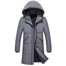 21 градус Мужская русская зимняя длинная толстая теплая ветрозащитная Повседневная куртка с капюшоном на белом утином пуху утепленная парка