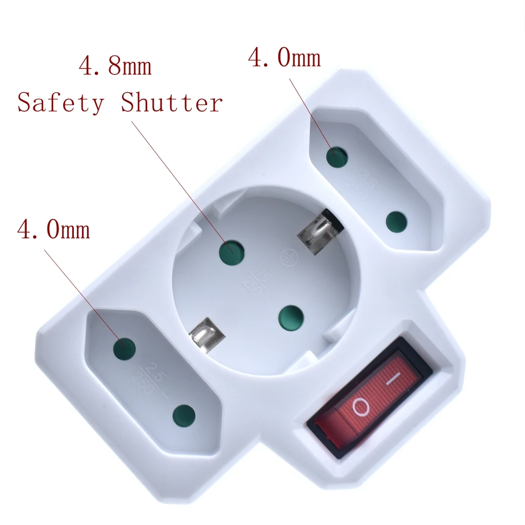 EU Plug 16A Type Conversion Plug 1 TO 3 Way EU Standard Power Adapter Socket EU Plug 16A Type Conversion Plug 1 TO 3 Way EU Standard Power Adapter Socket