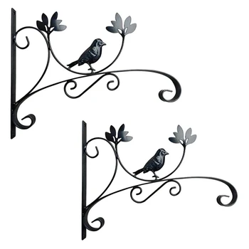 

2PCS Wall Mount Hanging Hook Metal Indoor Outdoor Decorative Hanger for Hanging Plant Flower Basket Pot Bird Feeder