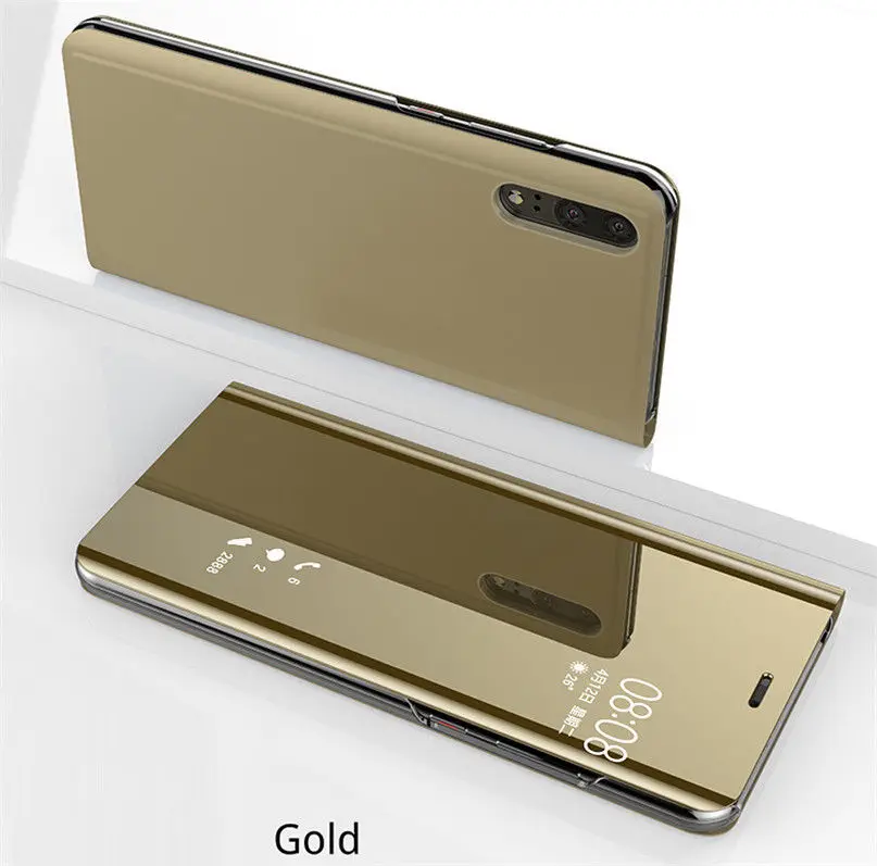 Умный зеркальный флип-чехол для Xiaomi Redmi 4X5 плюс Примечание 4X3 5 Pro 5X 5A A1 A2 6 6A S2 8 SE Mix 2 Max 3 Защитная крышка-чехол для телефона - Цвет: Gold
