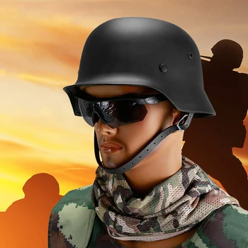 

Steel Sports Helmet German M35 Helmet Military Helmet Tactical Cycling Hiking Waterproof Helmet 54-62cm Head Circumference