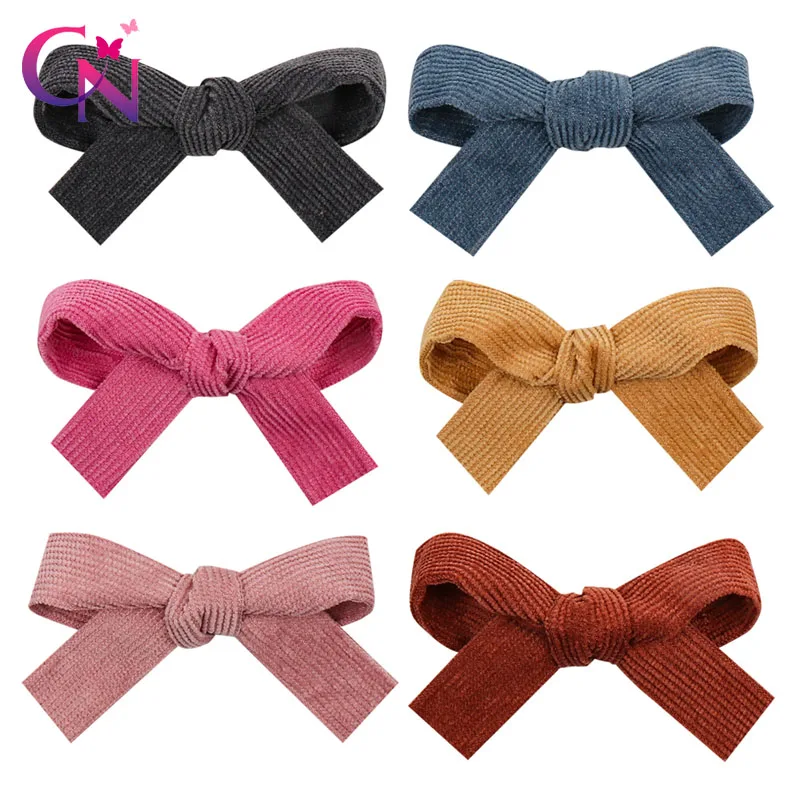 CN 10pcs/lot 3.5 &quot Woolen and Corduroy Bow Hairpins Girls Lovely Hair Bows Clips Headwear Accessories Barrettes |