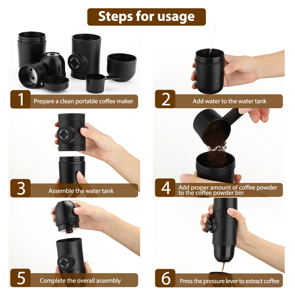 Mini Coffee Machine Portable Pressure Espresso Manual Coffee Maker For
