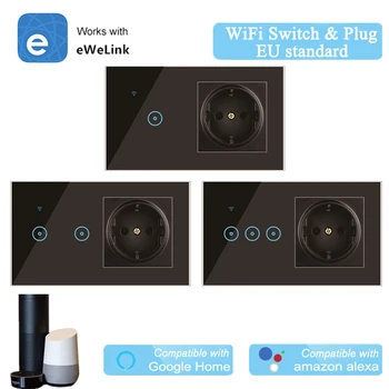 

Alexa Compatible eWelink Smart Wall Light Switch Socket Wireless Control EU Plug Wireless WiFi Switch Smart Home 220V IFTTT
