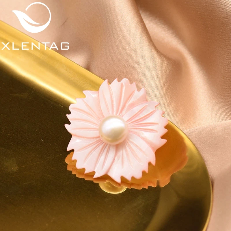 XlentAg Fine Натуральный Свежий белый жемчуг оболочки цветок брошь розовый для женщин девушки день рождения ювелирные изделия для вечеринок аксессуары в стиле поп GO0351