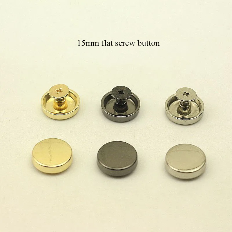 

50pcs 15mm Metal Screw Back Feet Flat Rivets for Leather Studs Nail Garment Leather Craft Belt Wallet Bag Decoration Hardware