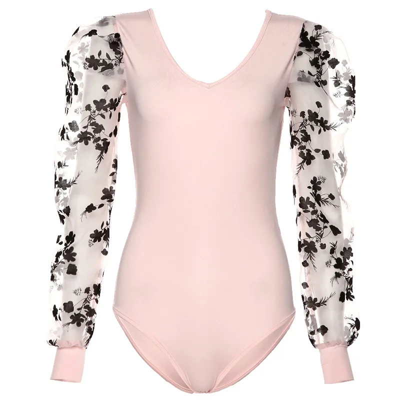 Lessverge черный женский боди с v-образным вырезом и открытой спиной, сексуальный топ, элегантные вечерние комбинезоны на осень и зиму - Цвет: Розовый