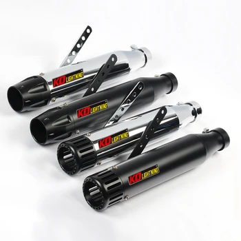 38/40/43/45mm Universal Motorcycle Exhaust Tail Pipe Without Muffler 440mm Stainless Steel Modified For ATV Street Bike