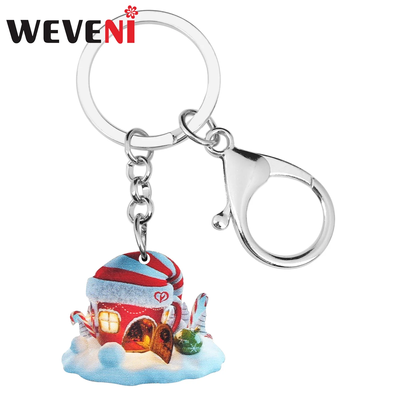 WEVENI акриловые рождественские аниме замок дом брелки для ключей сумка
