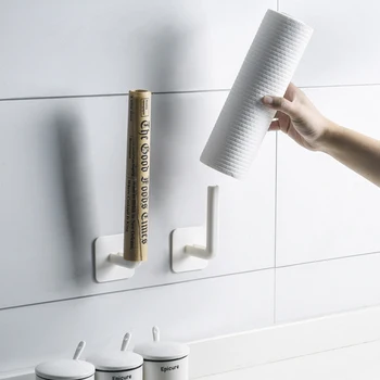

1pc Self-adhesive Kitchen Accessories Under Cabinet Paper Roll Rack Towel Holder Tissue Hanger Storage Rack for Bathroom Toilet