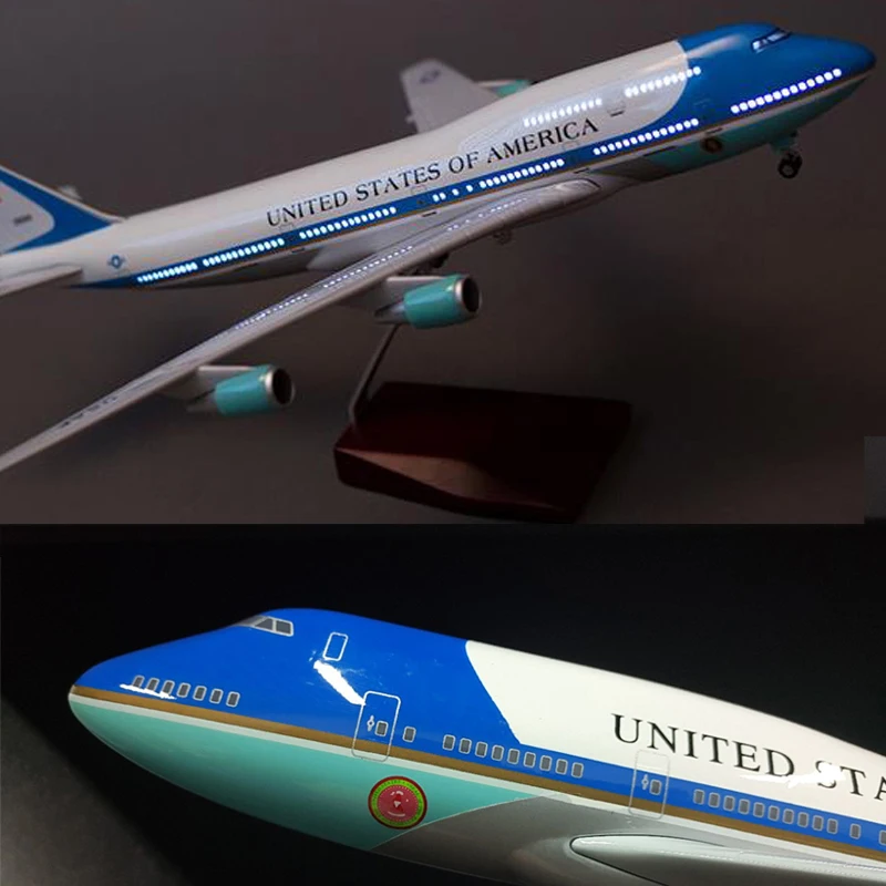 1:150 Масштаб Модель самолета B747 летательный аппарат ВВС один с Llight и колесами