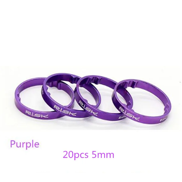 5mm-Purple Risk 5 мм/10 мм алюминиевая велосипедная гарнитура передняя вилка шайба MTB дорожный велосипед Dead Fly полые легкие Стволовые Шайбы 5 цветные проставки - Цвет: 5mm-Purple